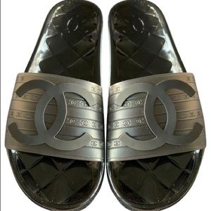 COPY - Black Chanel jelly slides